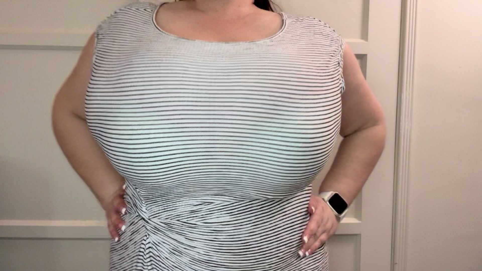 HUGE TITS get ready for work tiny bra