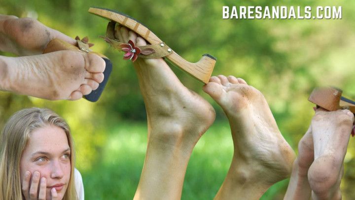 Linda wood sandals and dirty feet 13272