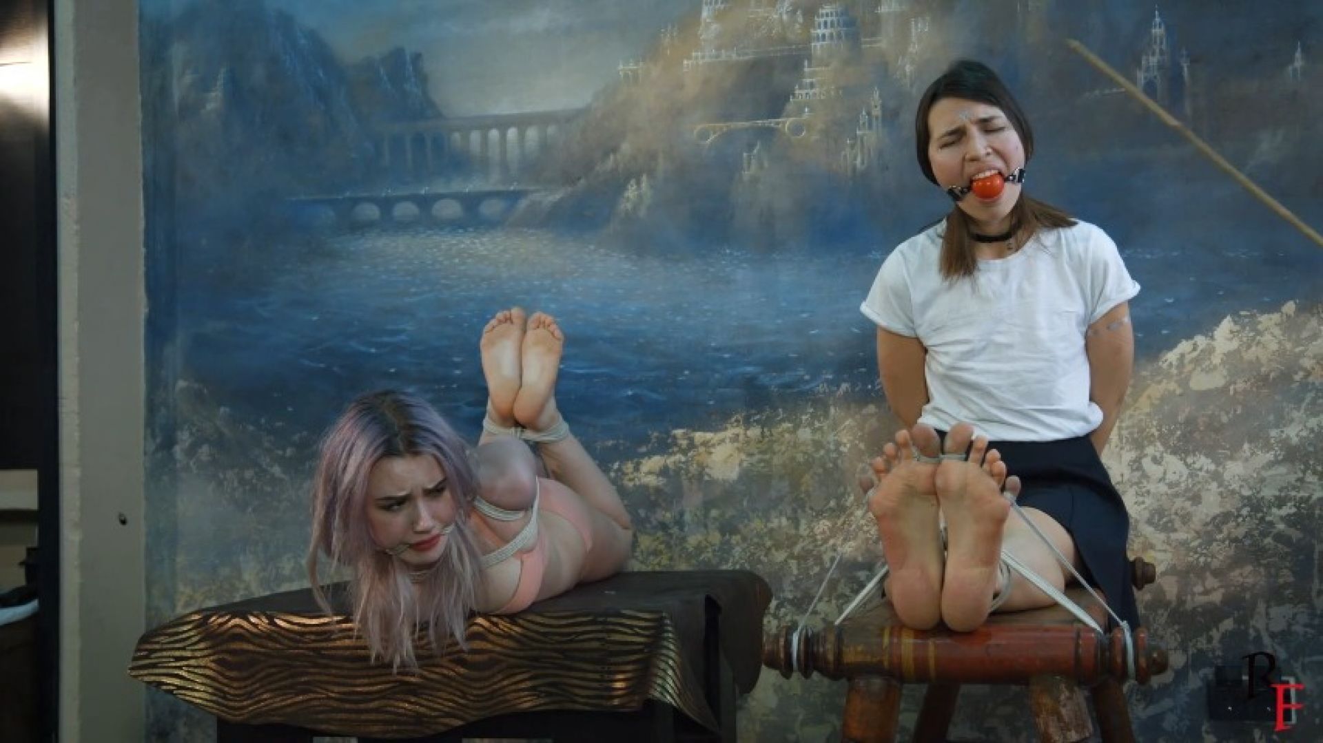 Maya's feet punishment and tightly hogtied Astrid