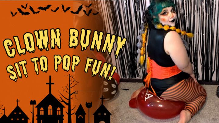 Clown bunny bouncing and popping balloons
