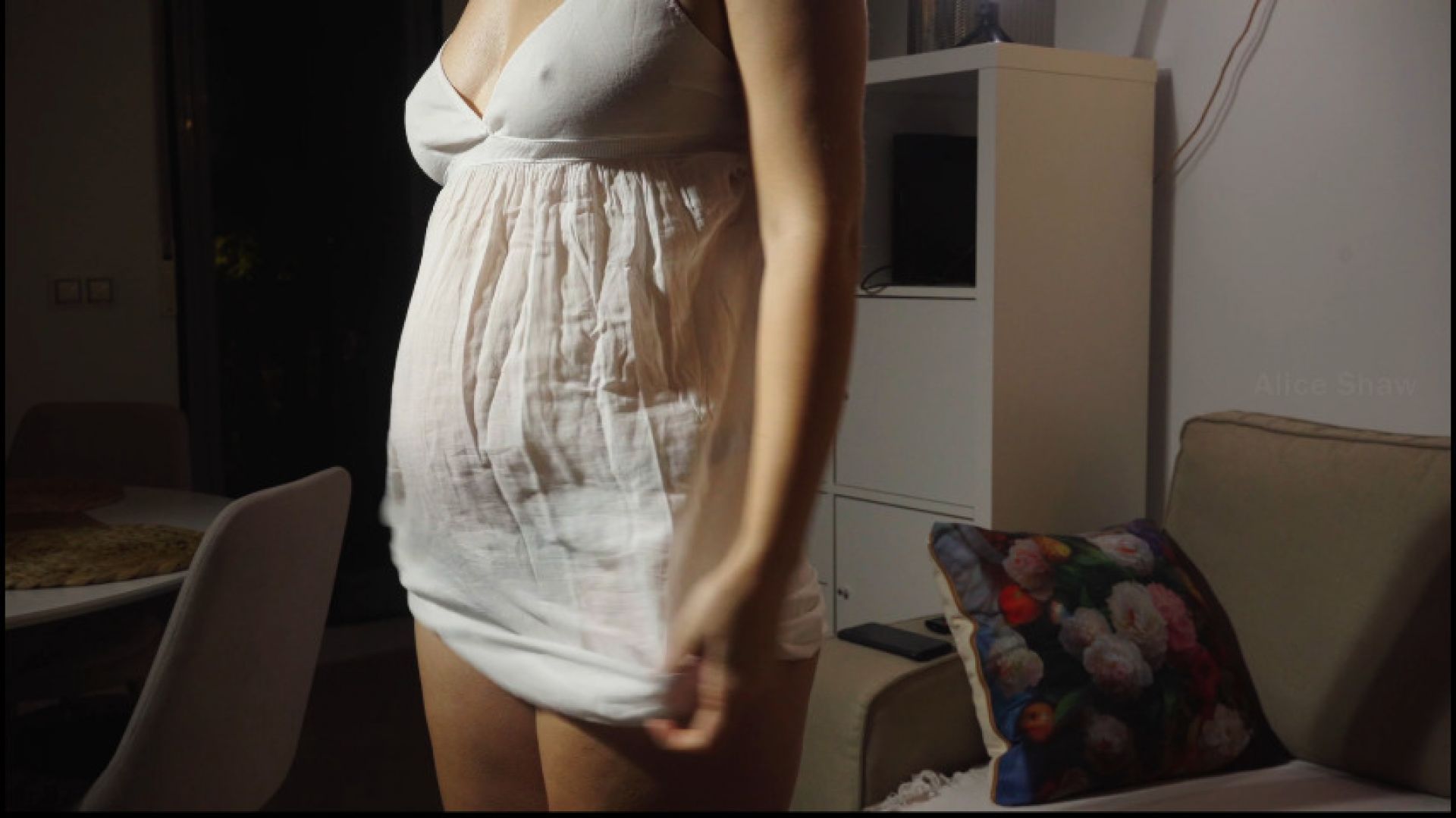 Semi transparent dress after dinner