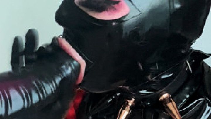 Latex Doll BJ on Demon Cock