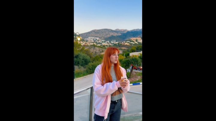 Drinking coffee with a mountain view