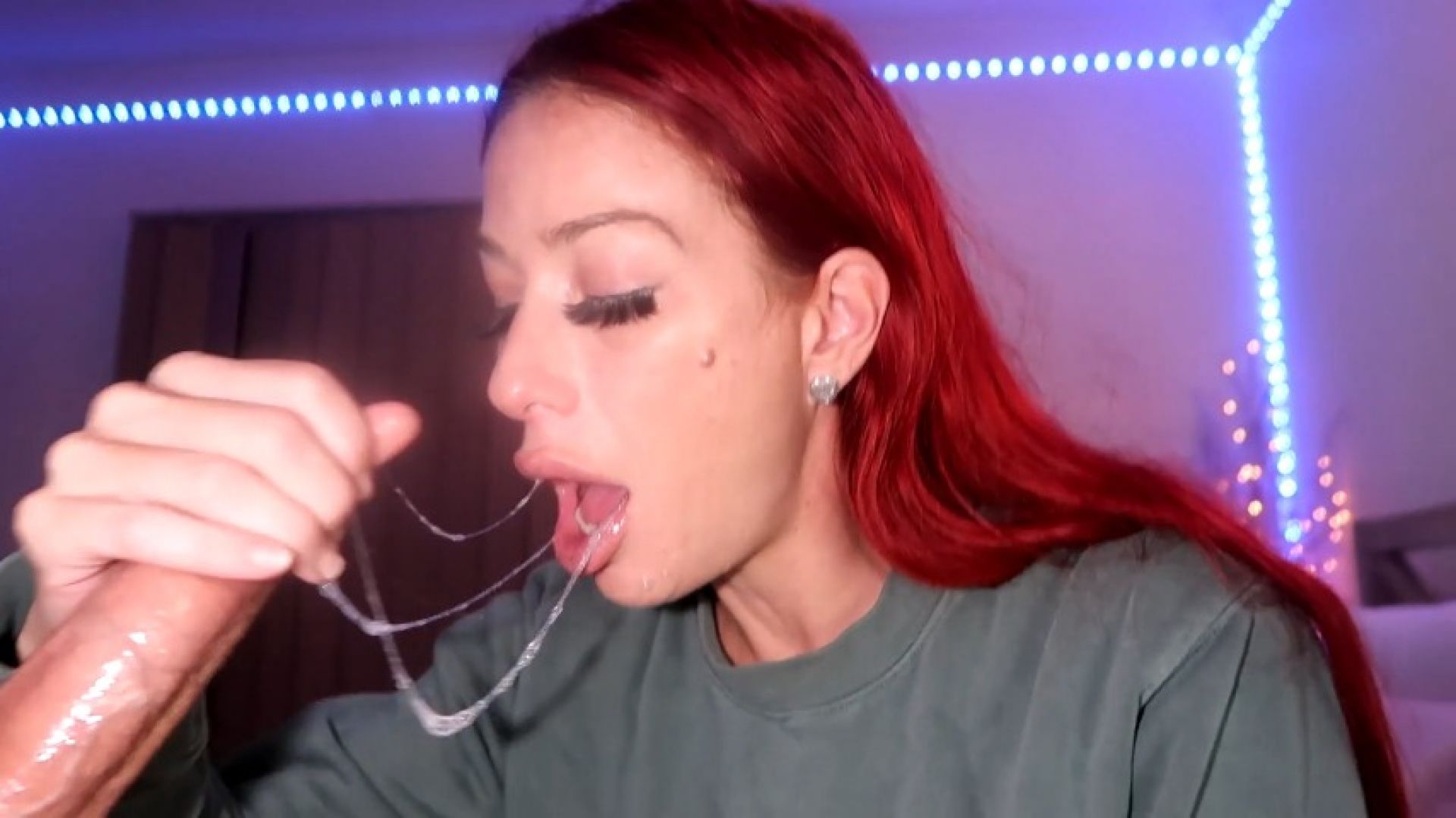 Sloppy sucking and fucking from redhead step-mommy