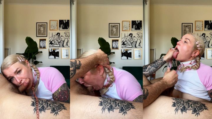 Messy Deepthroat and Facefuck With Collar