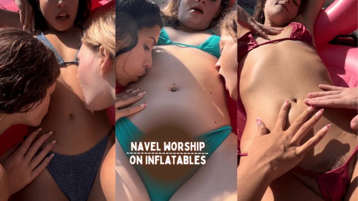 Three Girl Navel Worship On Inflatables 4K