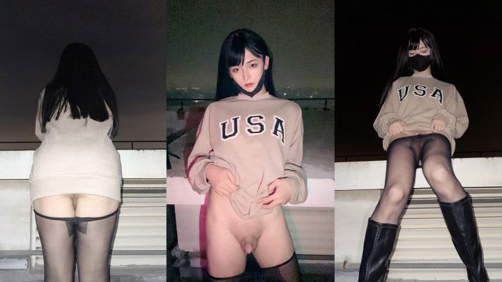 Exhibition on Rooftop Piss and Cum