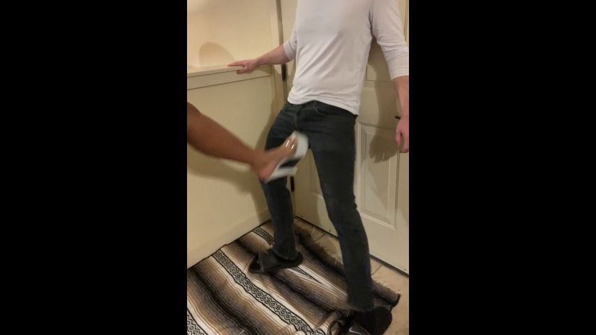 Ballkicking with high heels SFW Jeans