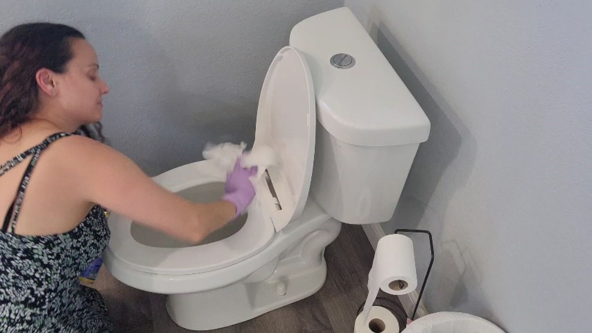 Watching Madre Marie Cleaning The Bathroom