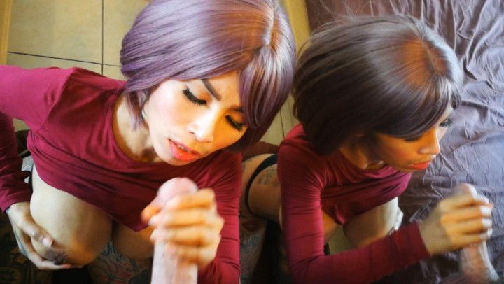 Thai Inked Monster - Mirror Blowjob Cumming on Tattoo
