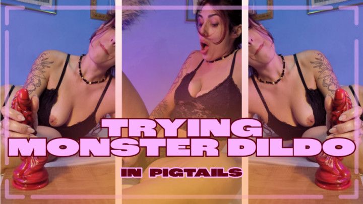 Pigtails, Redhead and a Monster Dildo