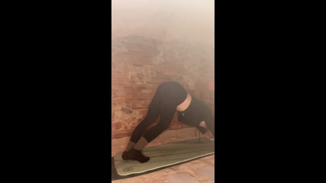 Yoga session in salt cave