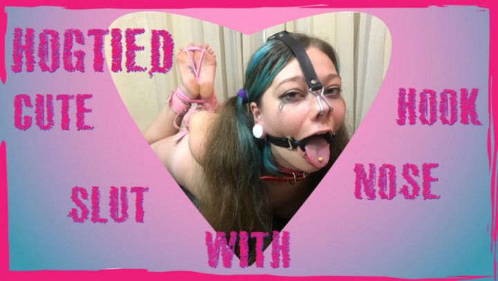 Cute hogtied slut with makeup running all over her face
