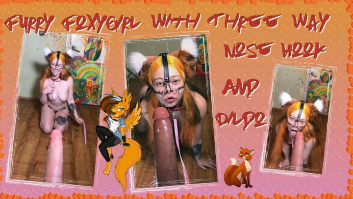 Furry FoxyGirl With Three Way Nose Hook BlowJob Dildo