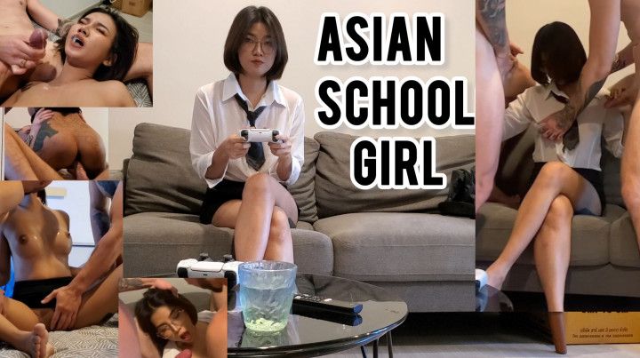 ASIAN SCHOOLGIRL First Anal little petite teen DP 3Some