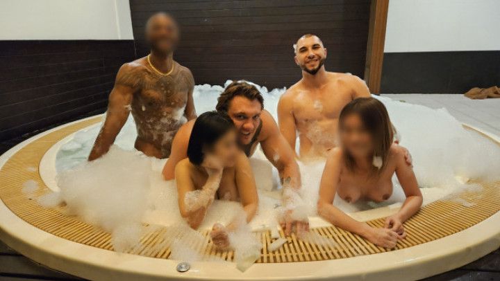 18yo Tiny Asian petite Halloween 4some orgy