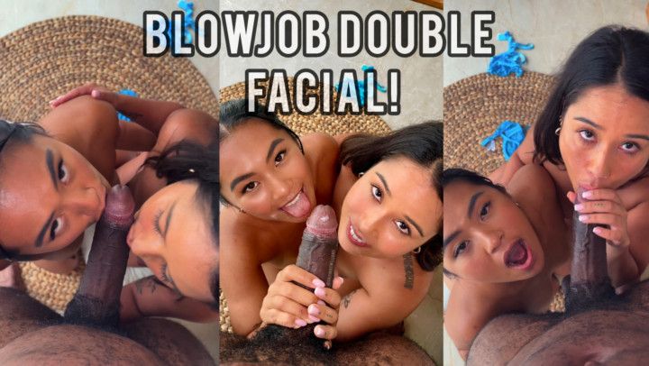 Double Blowjob Facial with Nina lee &amp; Maya Faye