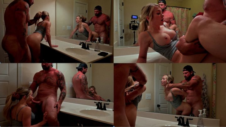 Sneaky Bathroom Fuck with Cum Covered Tits