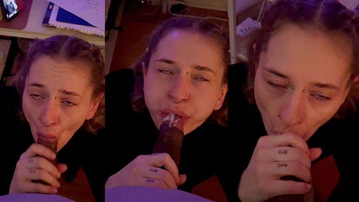 SUCKING HIS COCK WHILE HE WATCHES MY PORN