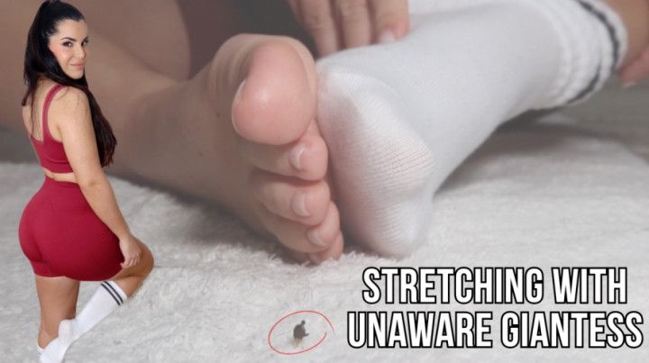 Stretching with unaware giantess | crush and vore
