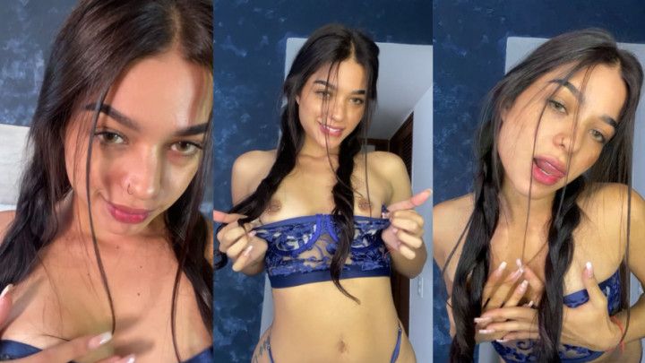 Posing in royal blue