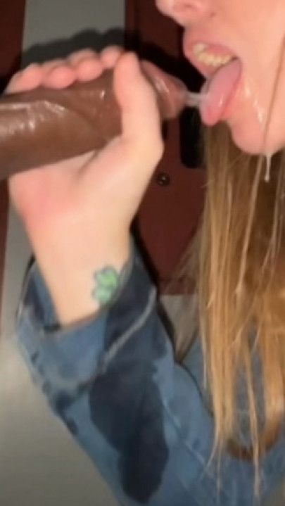 Petite Slut's 3rd GloryHole Night Ends in Cum Walk