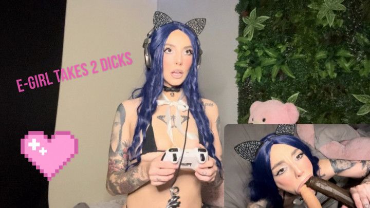 Anime waifu takes two dicks