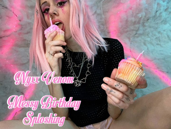 Bday sploshing cake and whipped cream