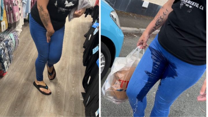 Public jeans wetting