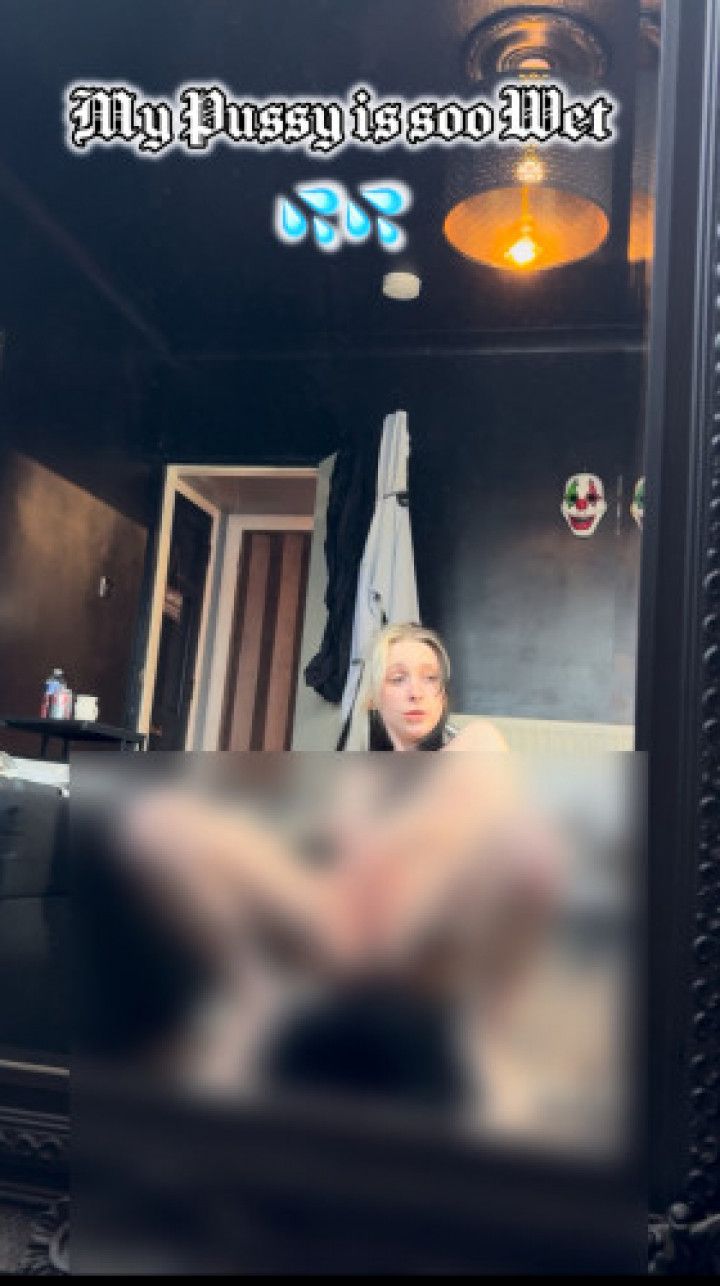 Pregnant Goth rides vibrator until she orgasms