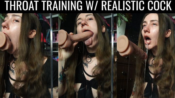 Deepthroat training w/ realistic cock