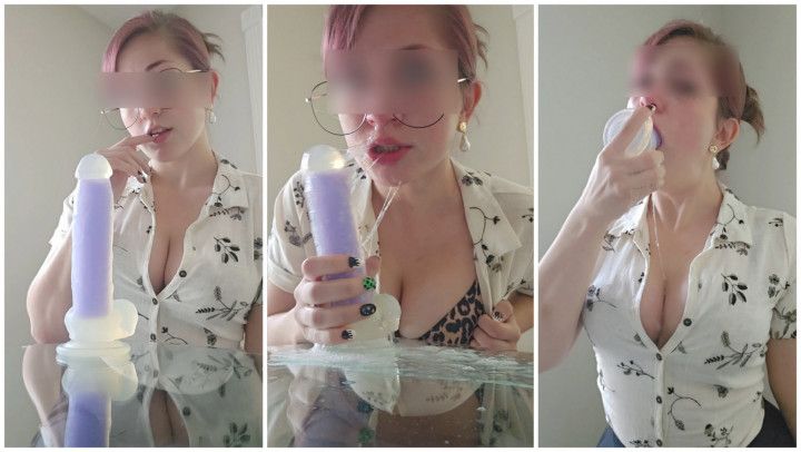 Slutty Secretary Throatfuck on Glass Table