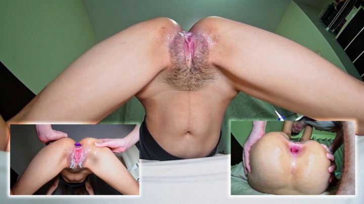 Stepdaughter's petite friend on her first anal gape training