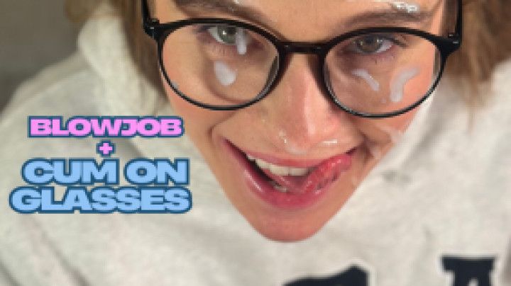 Blowjob and cum on glasses