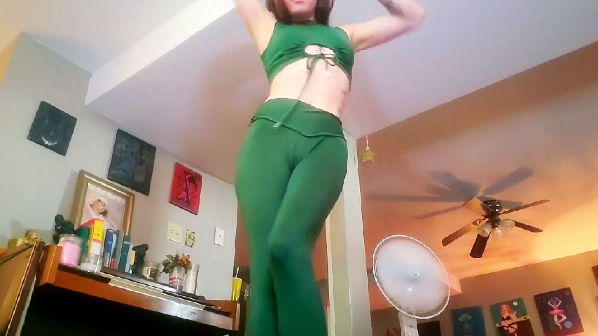 Stretching and Showing Off Body In Tight Yoga Outfit