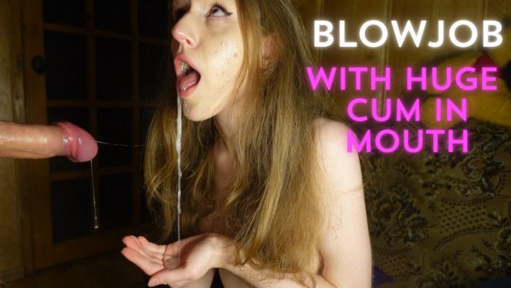 Quick blowjob with huge dose of cum in mouth