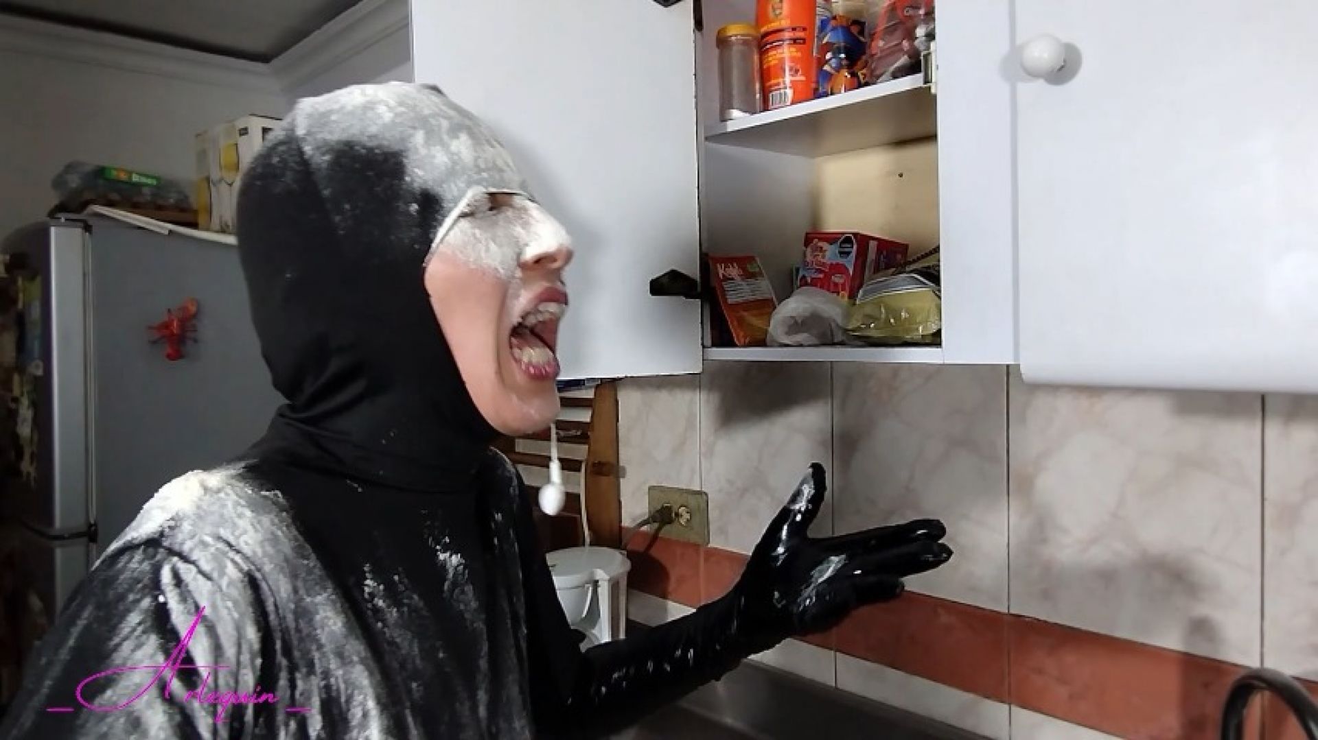 Boobytraps homealone catsuit thief is caught and humilliated