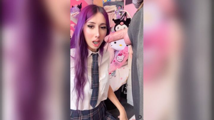 trans schoolgirl with braces gets her throat roughly used