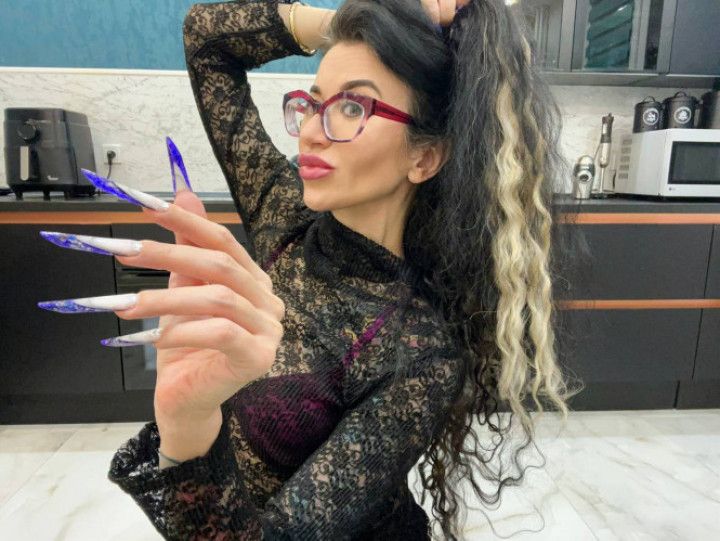 Long nails, glasses and face, new shape and length, handjobs