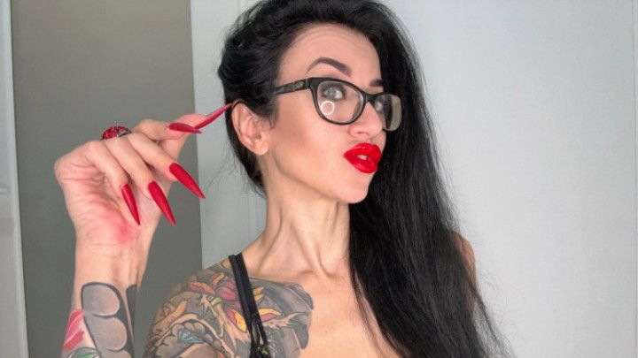 Finger snapping, finger sucking with RED long nails