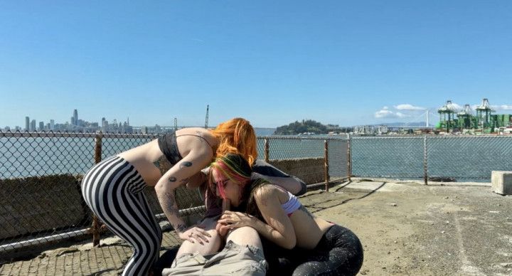 CAUGHT OUTDOOR PUBLIC THREESOME