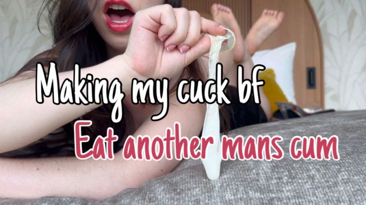 Making my cuck bf worship cum off my feet