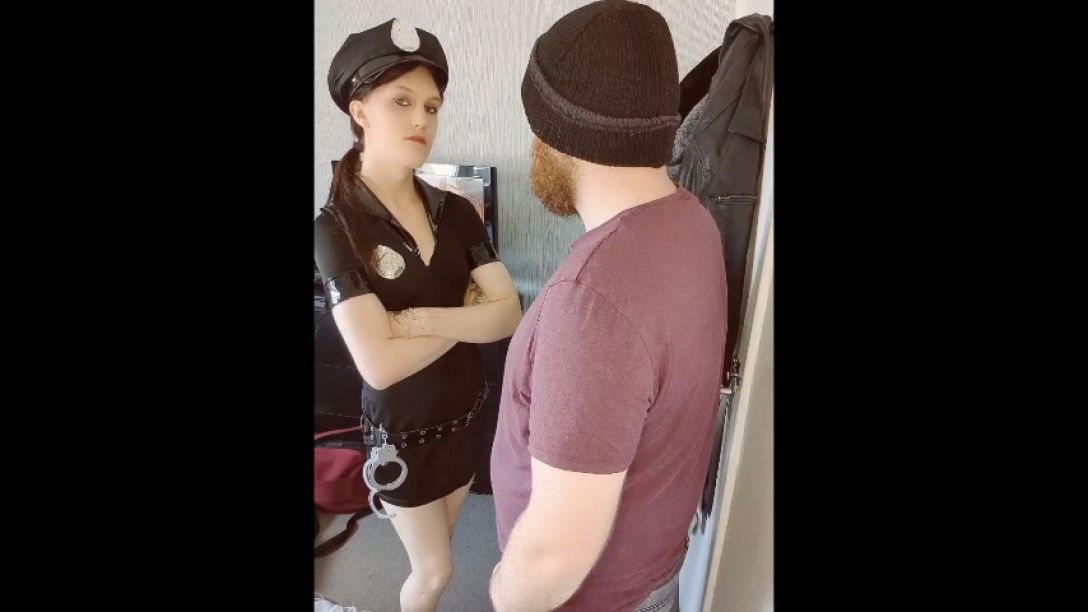 Trans police girl makes you suck her