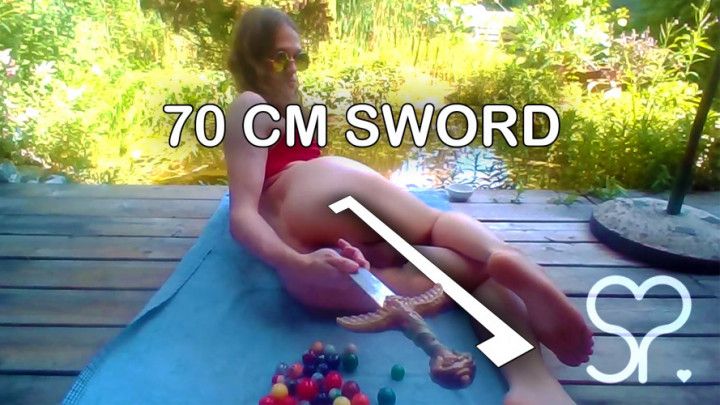 Taking a Sword up my Ass and bulging my Belly at the Pool