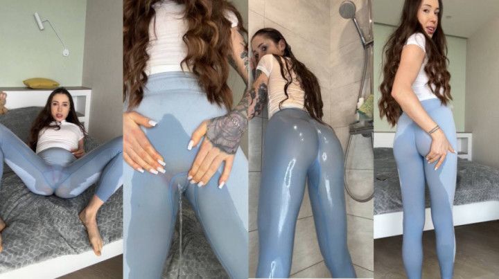 Wetting Leggings &amp; Taking Shower in Clothes &amp; Ass Tease