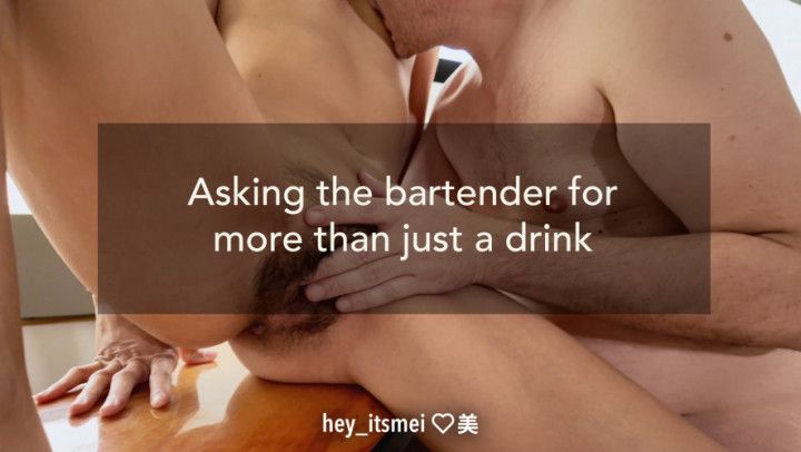 Tiny MILF asking the bartender for more than just a beverage