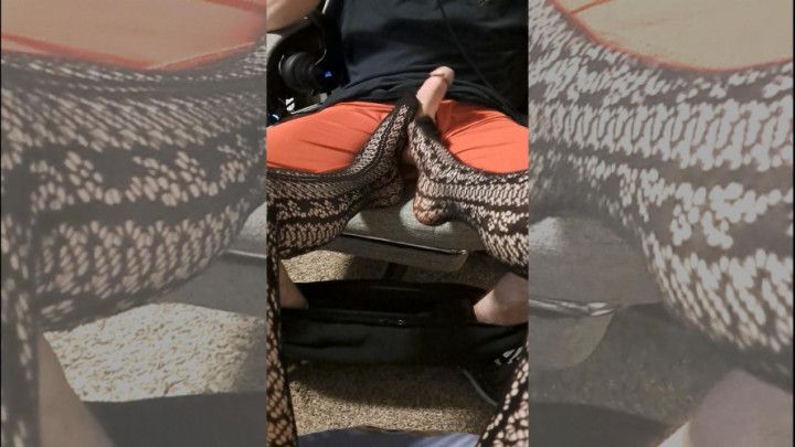 Foot job in fishnets and sweaty socks
