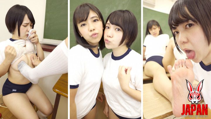 Smelly socks and drool: Yuzu licks Fuuka's sweaty toes
