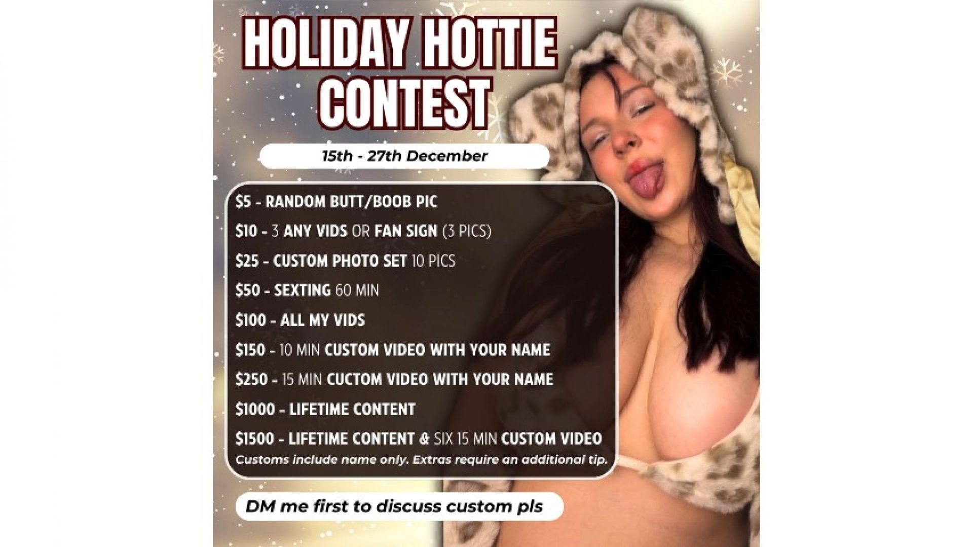 4-HOLIDAY HOTTIE CONTEST | DEALS, VOTE FOR ME, VIDS, CUSTOMS