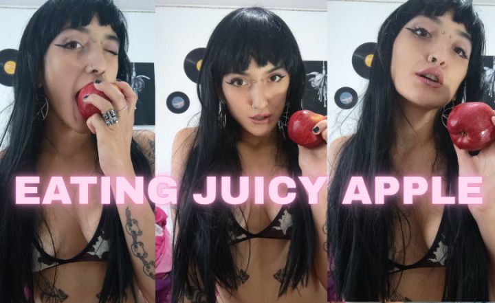 ASMR Eating hard and juicy apple